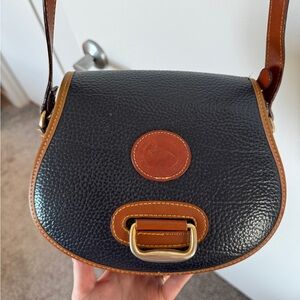 Vintage Dooney & Bourke All Weather Leather Crossbody Saddle Bag, Made in USA